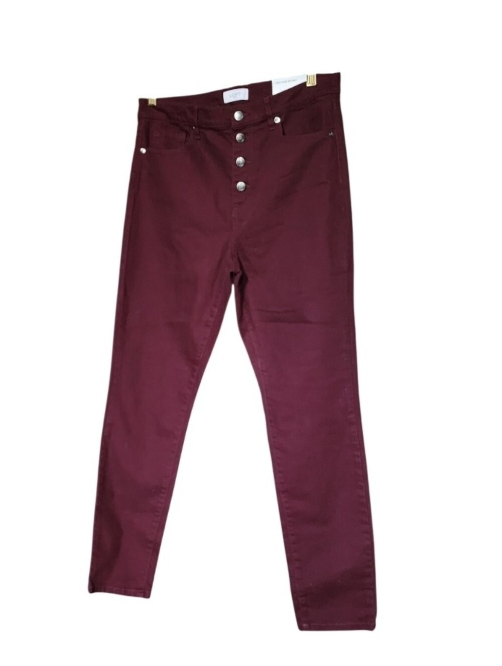 LOFT High-Rise Burgundy Button-Fly Women's Jeans